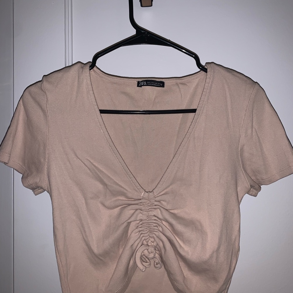 Zara Women's Tan Ruched Top Size L